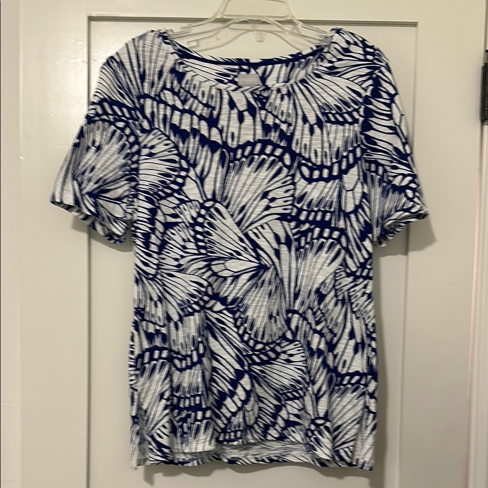 Chico's women's Blue and White top size 1 medium